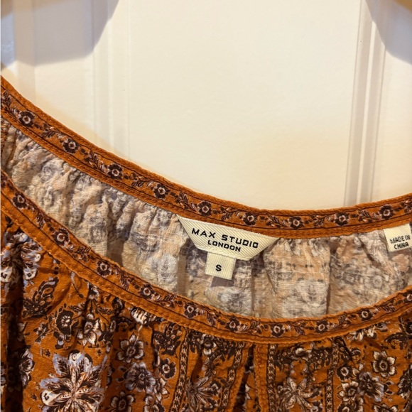 Max Studio London Boho Floral Puff-Sleeve Women's Top, Small - Picture 3 of 6